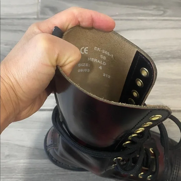 Dr. Martens they are * Grinders *Burgundy and Black Combat Boots - Picture 4 of 5
